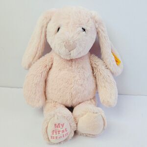 My First Steiff Plush Hoppie Rabbit Bunny Stuffed Animal Pink German Toy Soft